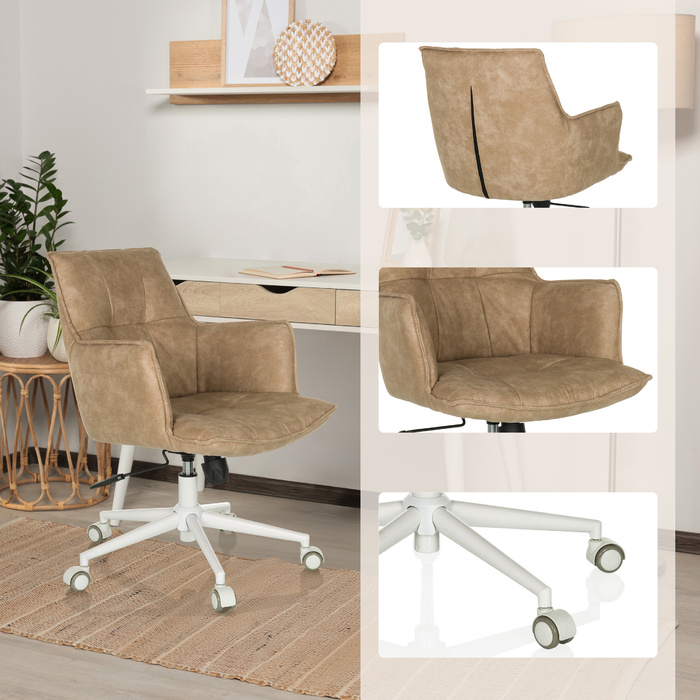 Крісло для домашнього офісу / поворотне крісло SOLAO LIFE W Fabric Beige Hjh LIVING