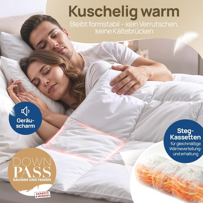 Плед-пухове покривало LILENO HOME Premium 135x200 см – пух 90%, перо 10%, Made in Germany, Oeko-Tex, 60°C