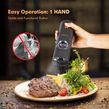 Електричний набір млинків для солі та перцю SIMPLETASTE, USB-аккумуляторні, керамічний механізм помолу, 2 шт.