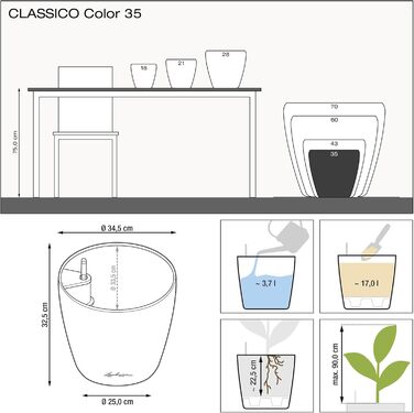 Горщик для квітів LECHUZA CLASSICO Color 35 білий 13210, 36x36x32.5 см