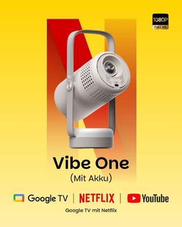 XGIMI Vibe One: Портативний міні-проектор 1080p з Google TV, JBL аудіо, автофокусом та автокорекцією трапеції (Cloud Ash)