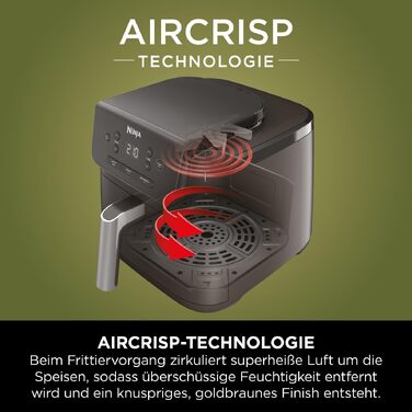 Аерофритюрниця Ninja AF170EU 6,2 л з антипригарним покриттям, цифрова багатофункціональна фритюрниця без олії (смаження, сушіння, розігрів), чорна
