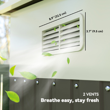 Outsunny Garden Shed 8.9 ㎡ Сталевий садовий сарай з моноскатним дахом і розсувними дверима, вентиляційні отвори, 280x345x201см, сірий