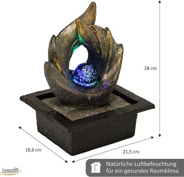 Настільний фонтан Elements з LED-підсвіткою та ефектом водоспаду, декоративний інтер'єрний фонтан Feng Shui для дому (модель Крила)