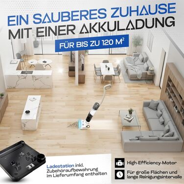 Акумуляторний пилосос для сухого та вологого прибирання BLAXX FloorVaX: миття підлоги, самоочищення, для шерсті тварин (до 120 м²)