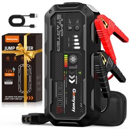 Бустер для автомобіля 8000A Powerbank Jump Starter для дизельних двигунів до 12л та бензинових до 10л