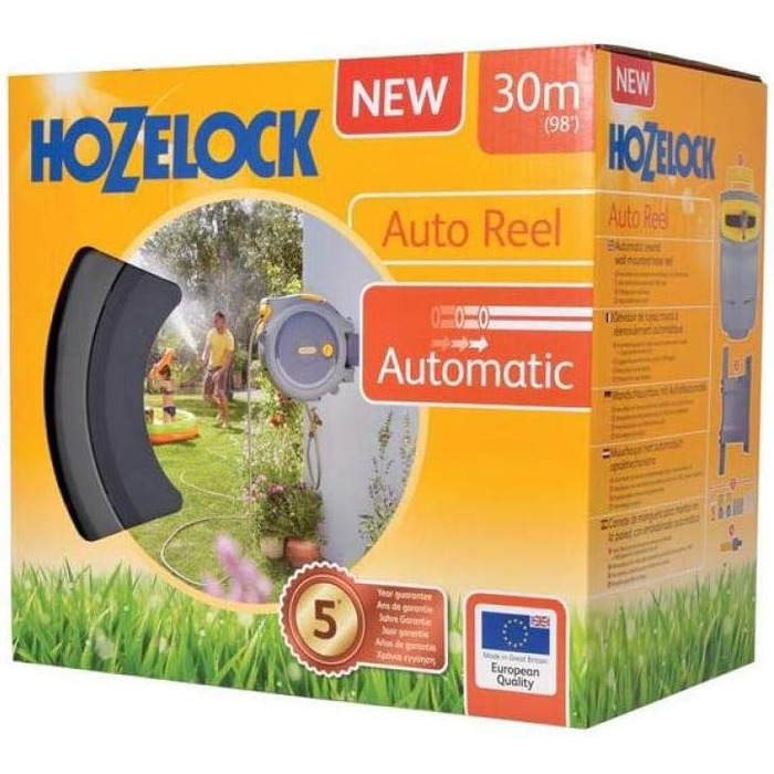Шланг-котушка автоматична HOZELOCK Auto Reel 30 м з пістолетом, фітингами та кріпленням - 5 років гарантії