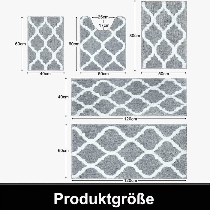 Гумовий килимок для ванної Homaxy, мікрофібра, 40x60 см, сірий, нековзкий, м'який, машинне прання