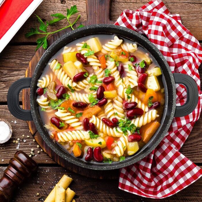 Cheffinger Каструля-сковорода Ø24 см з литого алюмінію, чорна, для супу та тушкування
