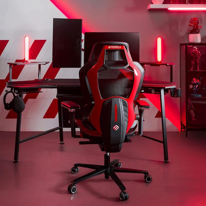 Ігрове крісло EUREKA ERGONOMIC Typhon, ергономічне, з регульованою поперековою та підголівником, 4D підлокітники, для комп'ютера, навантаження до 125 кг, чорний і зелений