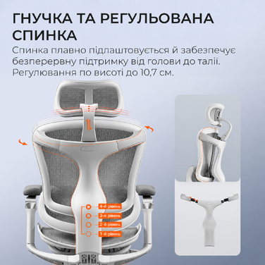Крісло офісне Sihoo DORO C300 Pro Mesh White