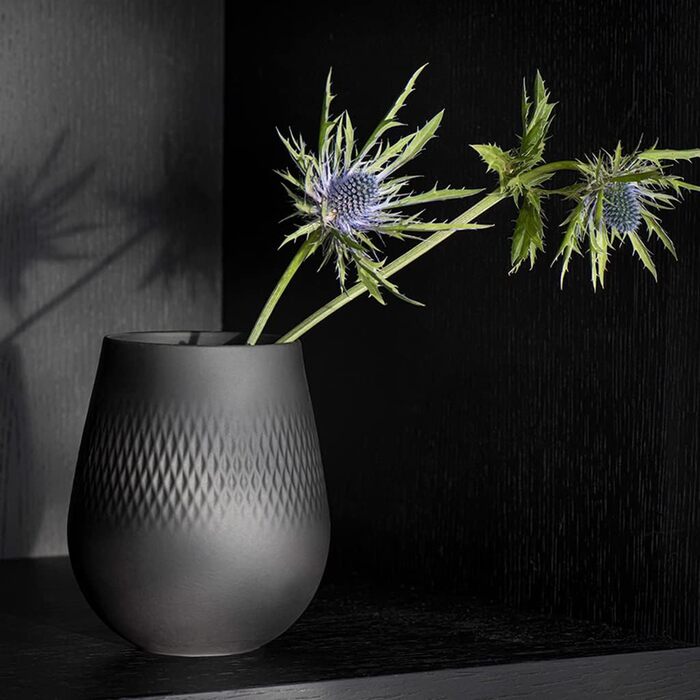 Ваза Villeroy & Boch Collier Noir, квадратна, 12,5 x 12,5 x 14 см, преміум фарфор, чорний колір