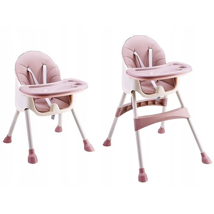 Стілець для годування 2в1 з 5-точковими ременями ECOTOYS, рожевий