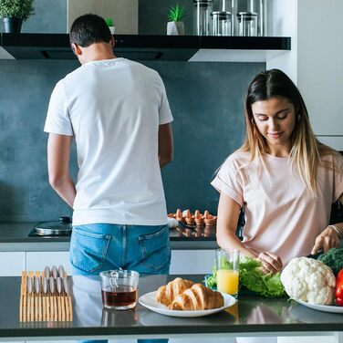 Бамбуковий ножовий блок Relaxdays для шухляди, на 7 ножів, натуральний, розміри 5x9,5x40 см, горизонтальний органайзер для кухонних ножів