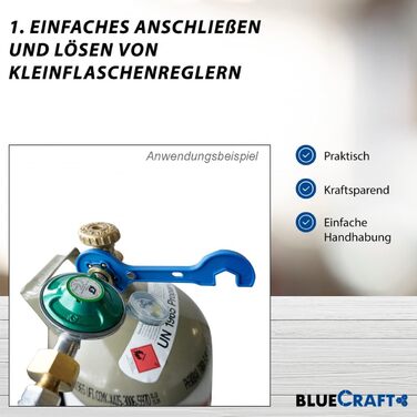 Bluecraft Premium Газовий балон пропановий 10 кг, балон з композитного матеріалу, легкий, з індикатором рівня газу, з газовим регулятором та ключем