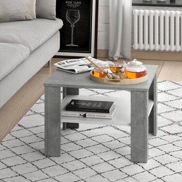 Журнальний стіл Vicco Homer бетон/білий 60x42 см, сучасний дизайн