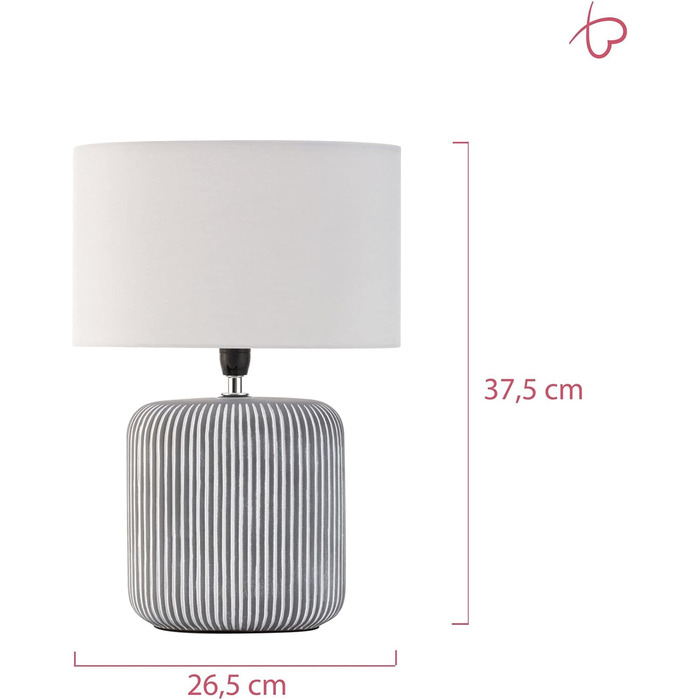 Настільна лампа Pauleen Pure Shine, 20 Вт, E14, сіра/біла, ручна робота, тканина та кераміка, нічник у стилі бохо