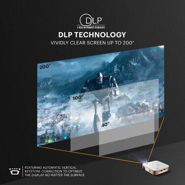 Портативний проєктор KODAK Luma 1080p HD LED DLP з вбудованим динаміком, HDMI, USB та Micro SD - сумісний з iOS та Android