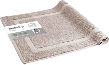 Килимок для ванної herzbach home, 100% бавовна, 60x100 см, піщано-сірий, 1000 г/м², високий рівень вбирання, машинне прання