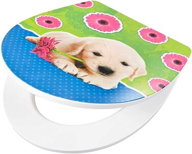 Дитяча кришка для унітазу ADOB Puppy з м'яким закриванням, знімна, дизайн цуценя