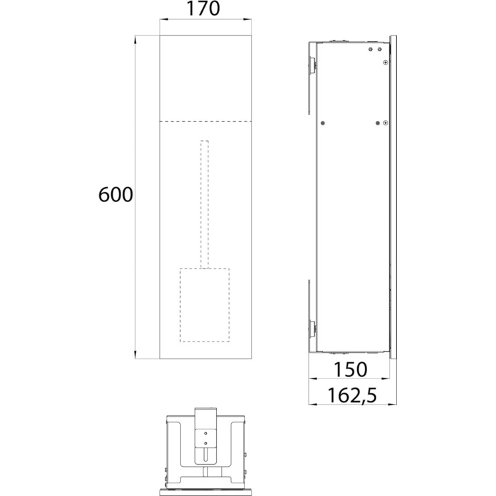 Інсталяційний модуль Emco Asis Pure для WC, прихований монтаж, лівий упор, 600x170 мм, 975551, білий матовий, дверцята ліворуч, тримач для паперу збоку