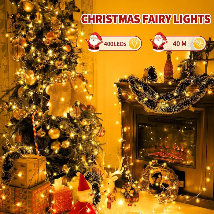 Світлодіодна гірлянда Auriostar для вулиці 20м, 400 LED, тепло-біле світло, мережева