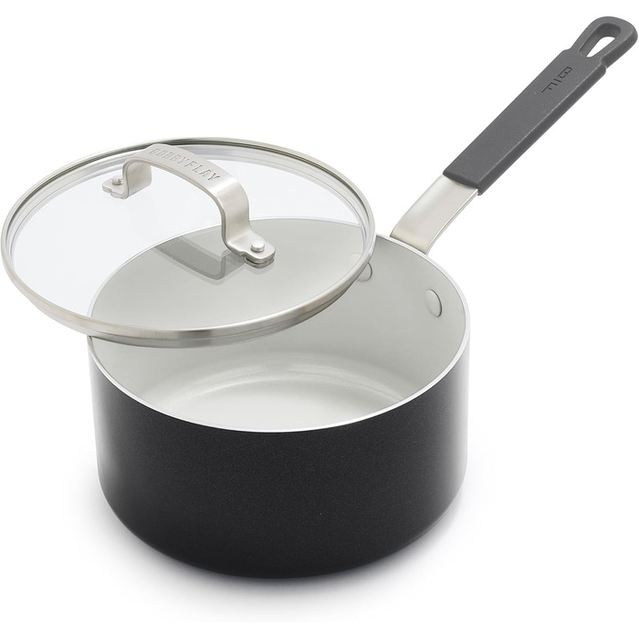 Набір посуду GreenPan x Bobby Flay 13 предметів: професійний алюміній, керамічне антипригарне покриття без PFAS/PFOA, індукційний, силіконовий ручка, безпечний для миття в посудомийній машині (каструля 2.53 л з кришкою, сірий (Графіт//Nature's Deligh