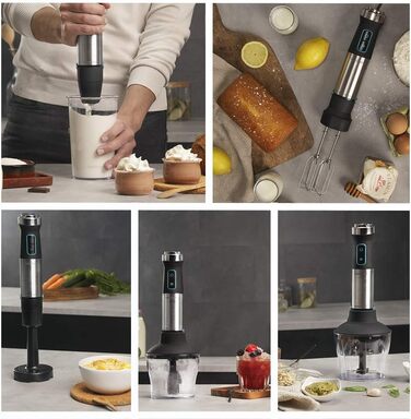 Блендер Cecotec Stabmixer Power TitanBlack 1500 XL Cream - 1500 Вт, технологія CrossBlades, чорне титанове покриття, XL-фут, захист від бризок, 2 аксесуари