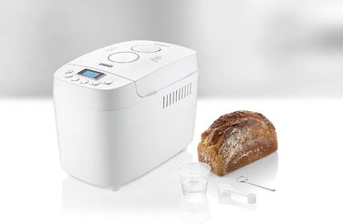 Хлібопічка UNOLD 68520 BACKMEISTER Big White, 1500 г, 15 програм, для безглютенового хліба, таймер, функція підігріву, LCD дисплей, біла
