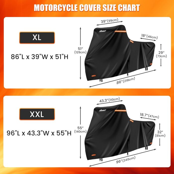 Мото-чохол 2XL для Harley Davidson Road King, водонепроникний, захист від дощу, пилу та UV, міцний 420D, для турингових моделей, чорний (245x110x140 см)