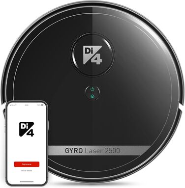 Робот-пилосос Di4 Gyro 2500 4-в-1: пилососить, підмітає, миє та протирає, керування через додаток, сумісний з Alexa та Google Home, 7 програм очищення, потужність 2500PA, автоматична підзарядка, програмований, до 90 хвилин роботи, лазерна навігація