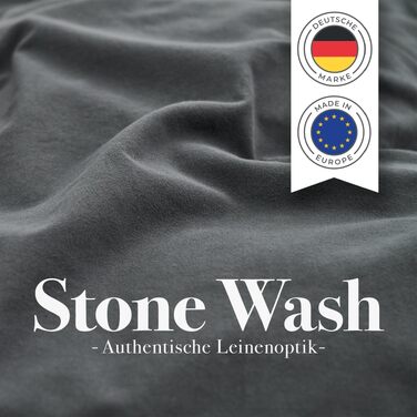 Літня постільна білизна Blumtal з ефектом льону (бавовна), 2 предмети: підковдра 155x220 см та наволочка 40x80 см, Stone Washed, антрацит, Oeko-TEX