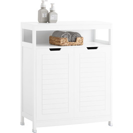 SoBuy BZR121-W Комод для ванної з 2 дверцятами, середній білий шафа 70x90x35 см, меблі для ванної, тумба у передпокій