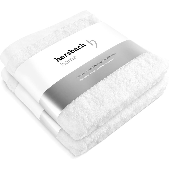 Рушники для рук Herzbach Home Premium 50x100 см, 2 шт, білі, 100% натуральна бавовна, м'які, високоякісні, дуже поглинаючі