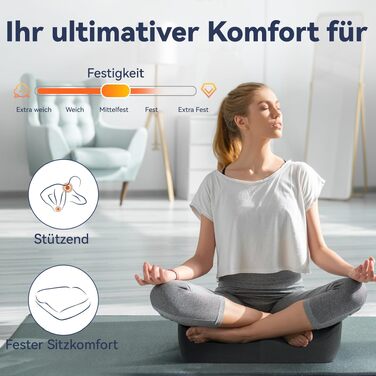 Подушка для сидіння з піни Memory Foam SKYNY для офісного крісла, автомобіля та інвалідного візка - велика, знімний гіпоалергенний чохол