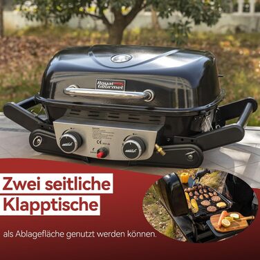 Складаний візок-підставка для газового гриля Royal Gourmet GT2005-G, мобільний стіл для настільного гриля з гаками та колесами, чорний