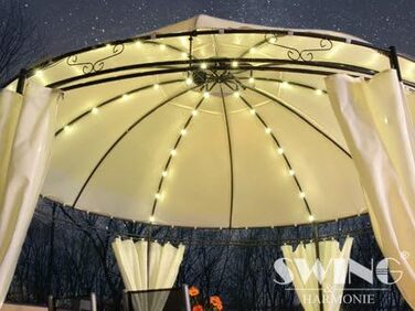Розкішний павільйон Swing & Harmonie зі світлодіодним освітленням, водовідштовхувальний, міцний тент для вечірок, кремовий колір