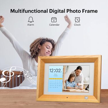 Цифровий фоторамка Kodak 10.1 дюймів з IPS-екраном, підтримкою USB/SD, відтворення фото/музики/відео, календарем та будильником, з пультом дистанційного керування (чорний)