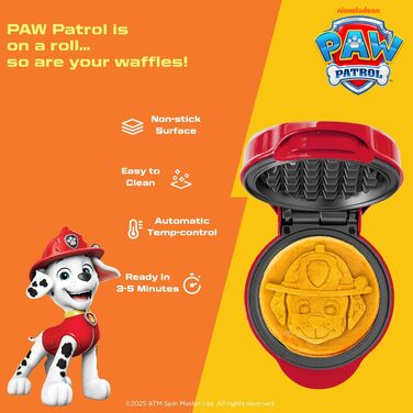 Дитяча міні-вафельниця Paw Patrol 'Скай' (Skye), червона, діаметр вафель 10 см, офіційний ліцензійний продукт