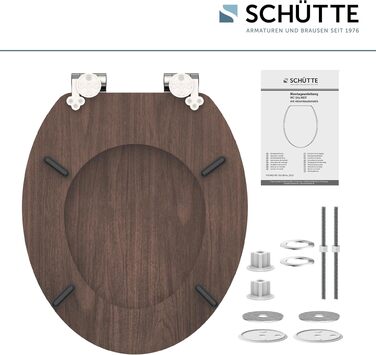 Дерев'яне сидіння для унітаза SCHÜTTE з мікроліфтом (Soft-Close), кришка для унітаза з MDF, витримує до 175 кг, колір Darkwood