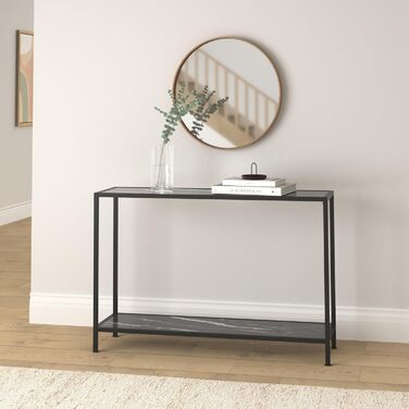 Консольний стіл vidaXL, скляний, 120x35x75 см, чорний і білий, металевий каркас, приліжковий/туалетний/декоративний стіл