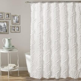 Шторка для ванної з рюшами Lush Decor, біла, 183x183 см, структурована, в стилі шеббі-шик
