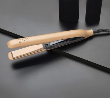 Професійний випрямляч для волосся Diva Pro Styling Precious Metals Touch, автоматичне вимкнення, швидкий нагрів, кабель 3 м, золотий