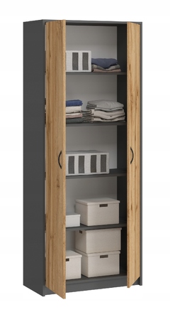 Стелаж SaraMeble 75 x 180 x 35 см, антрацит, дуб вотан, графіт