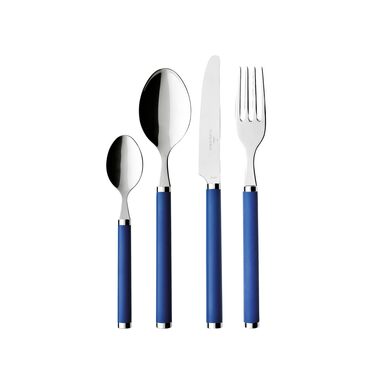Набір столових приборів Villeroy & Boch Play! Green Garden 24 предмети, нержавіюча сталь, блакитні ручки, для 6 осіб, можна мити в посудомийній машині