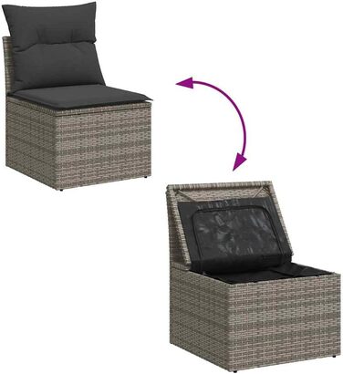 Комплект садових меблів Lounge Sofa на 6 місць, сірий поліротанг з подушками, набір м'яких меблів для тераси та саду