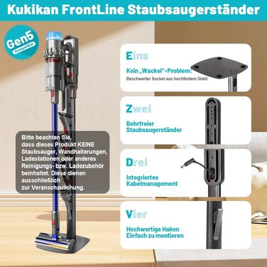 Тримач для пилососа Dyson Gen5 V16 V15 V12 V11 V10 V8 V7 V6: підлогова станція для зарядки та зберігання без свердління
