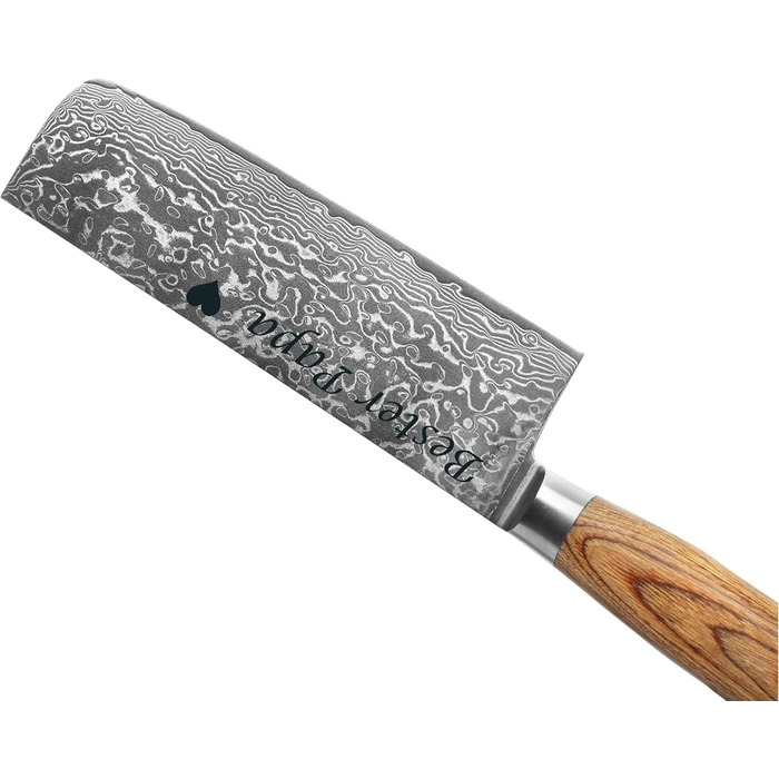 Японський ніж Wakoli EDIB Pro Nakiri з дамаської сталі (серцевина VG10) 18 см – гострий, точний та ергономічний – ніж з пакавуд ручкою в подарунковій коробці – для овочів та зелені (з гравіюванням)