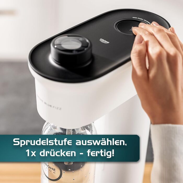 Сифон для газування води GROHE Blue Fizz Starter Set, чорний, 3 рівні газування, пляшка 0.85л (без балона CO2), арт. 31943K00