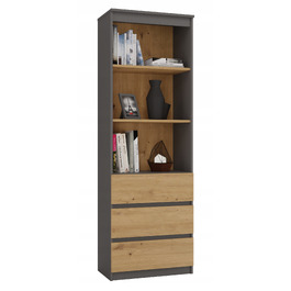 Стелаж TopEshop, антрацит, ламінована плита, 3 полиці та 3 шухляди, 180x60x35 см